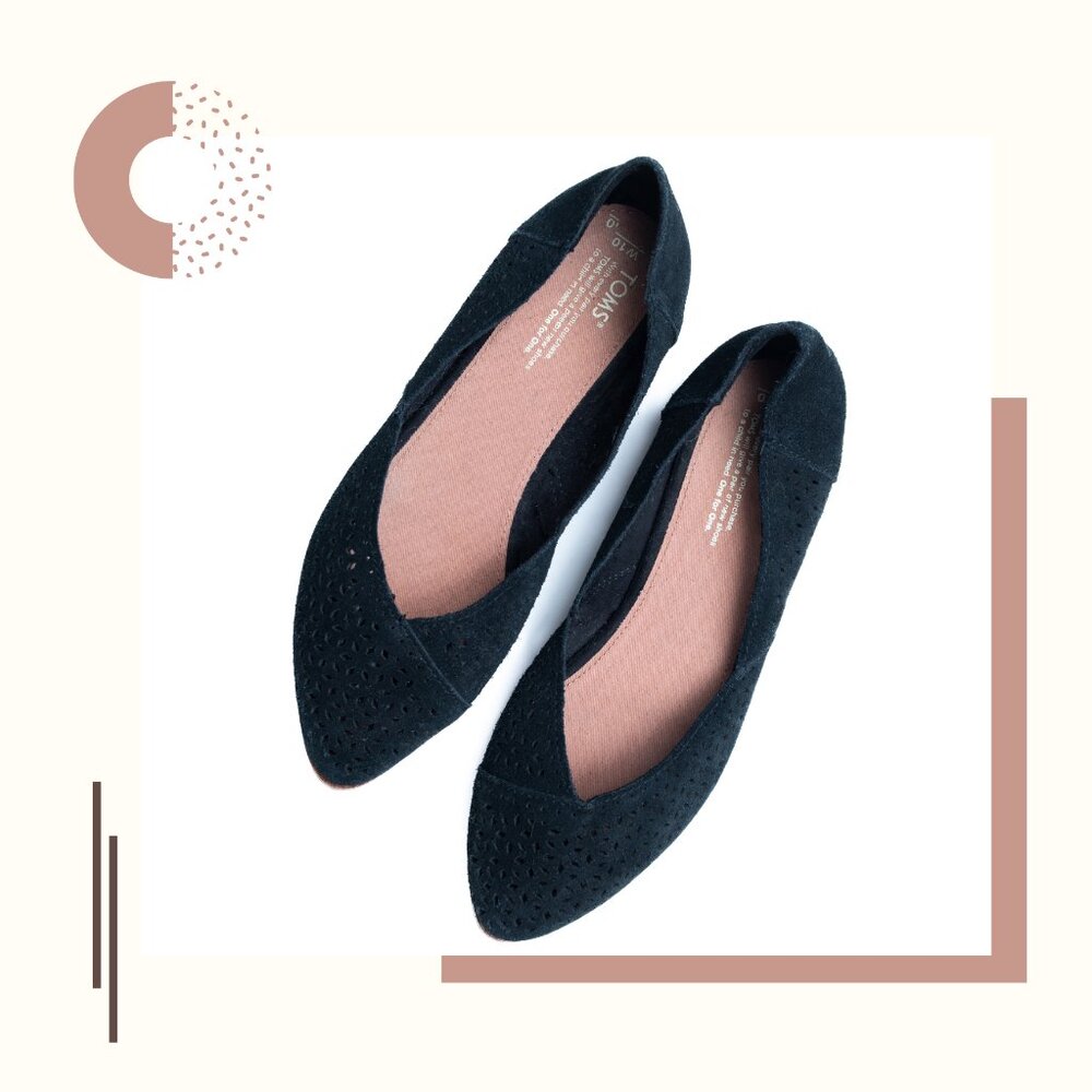 Toms Black Pointed Toe Flats
